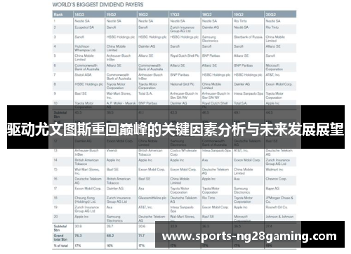 驱动尤文图斯重回巅峰的关键因素分析与未来发展展望